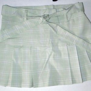 Belted Hip Hugger Pleated Fun Summer Mini Skirt